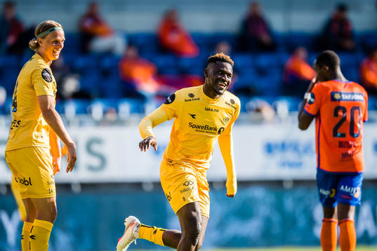 Victor Okoh Boniface of Bodø/Glimt celebrates