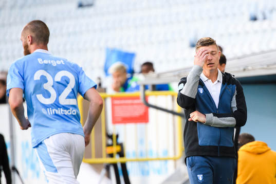 Malmö FFs Jo Inge Berget och tränare Jon Dahl Tomasson