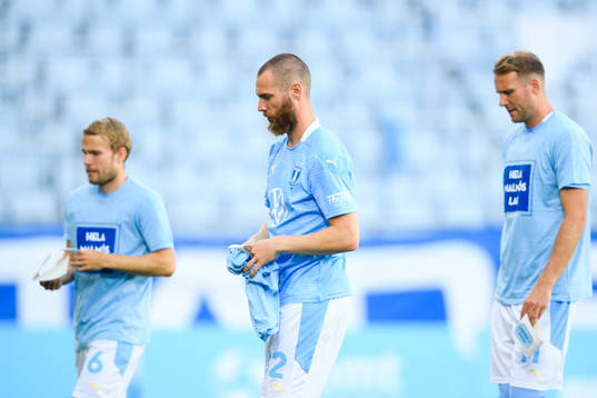 Malmö FFs Oscar Lewicki , Jo Inge Berget och Ola Toivonen