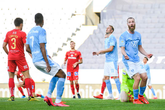 Malmö FFs Ola Toivonen och Jo Inge Berget deppar