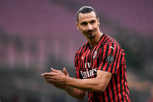 Zlatan Ibrahimovic of AC Milan looks dejected