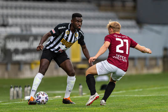 Landskronas Patrick Nwadike och Qvidings Edvin Dahlqvist