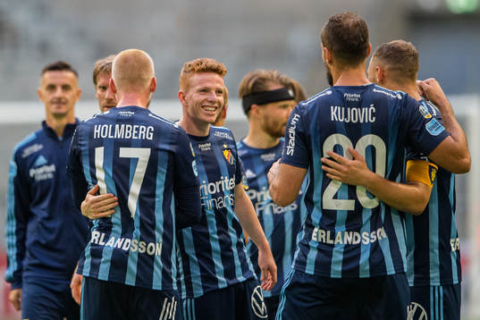 Djurgårdens Aslak Witry (m) jublar