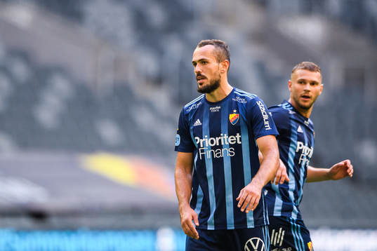 Djurgårdens Emir Kujovic och Jesper Karlström