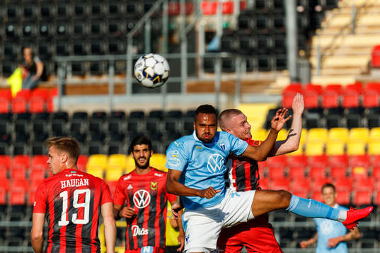 Malmö FFs Isaac Kiese Thelin och Östersunds Thomas