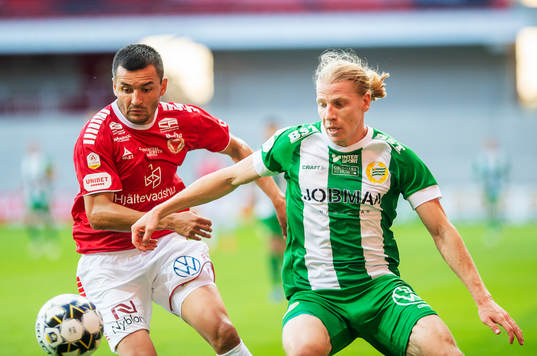 Kalmars Emin Nouri och Hammarbys Gustav Ludwigson