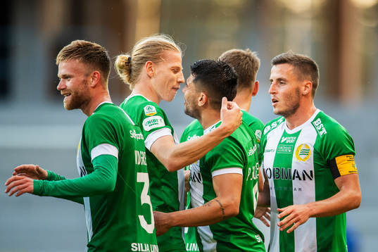 Hammarbys Gustav Ludwigson jublar med Paulinho