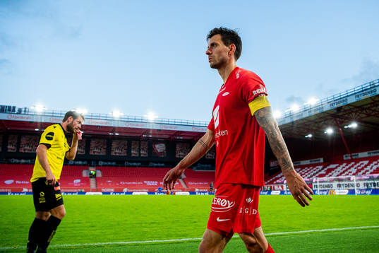 Daniel Alexander Pedersen of Brann looks dejected