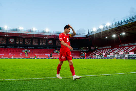 Daniel Alexander Pedersen of Brann looks dejected
