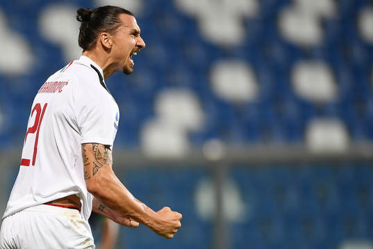 Zlatan Ibrahimovic of AC Milan celebrates