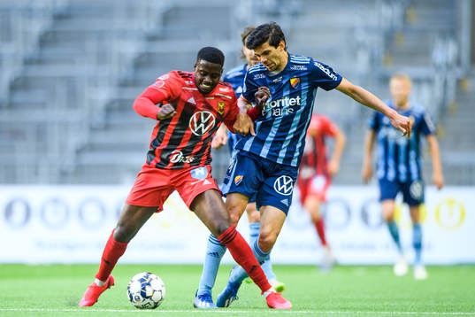 Östersunds Isak Ssewankambo och Djurgårdens Jesper Nyholm