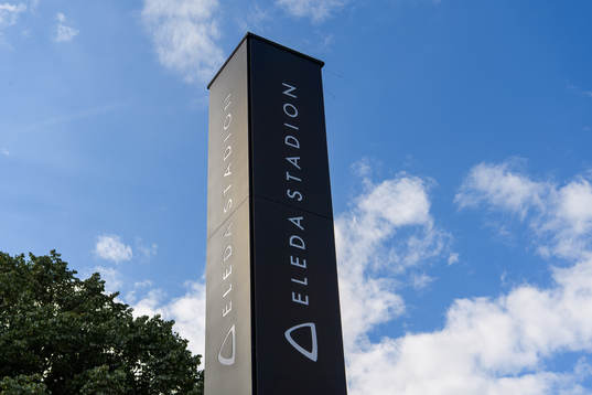 Skylt för Eleda Stadion