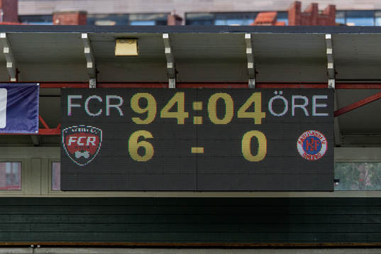 Matchklockan visar slutresultatet 6-0