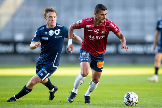 Degerfors Jakob Ortmark och Örgrytes Ailton Almeida