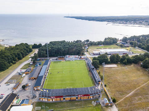 Flygfoto över Strandvallen