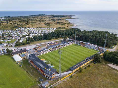 Flygfoto över Strandvallen