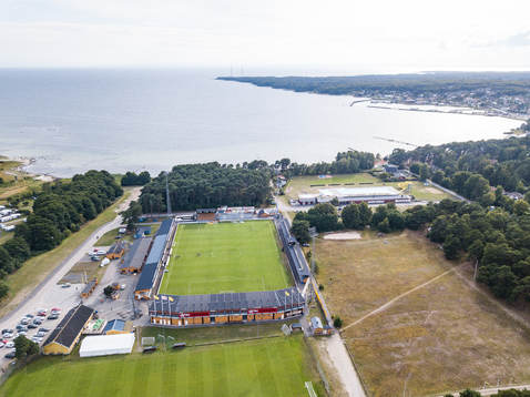 Flygfoto över Strandvallen