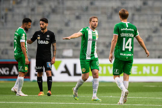 Hammarbys Darijan Bojanic och Tim Söderström jublar