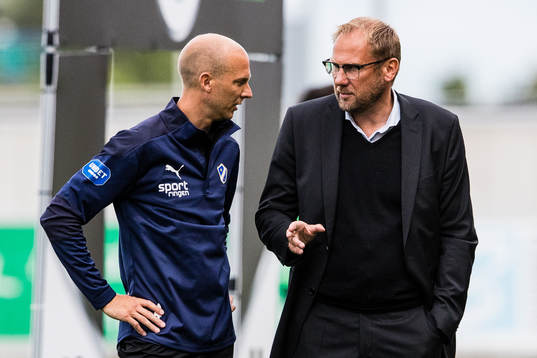 Halmstads Andreas Johansson och tränare Magnus Haglund