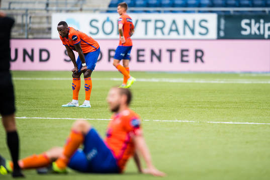 Parfait Bizoza of Aalesund looks dejected