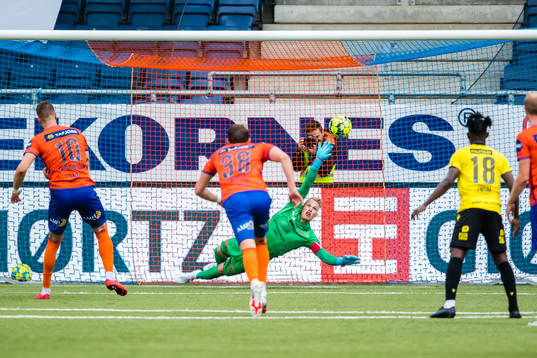 Holmbert Aron Briem Fridjonsson of Aalesund scores the 2-2