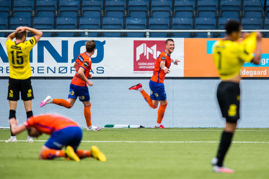 Holmbert Aron Briem Fridjonsson of Aalesund celebrates
