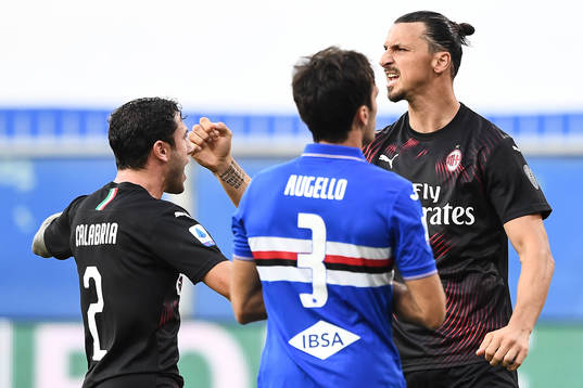 Zlatan Ibrahimovic of AC Milan celebrates