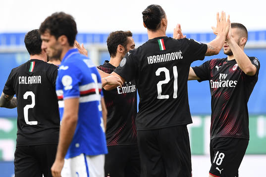 Zlatan Ibrahimovic of AC Milan celebrates