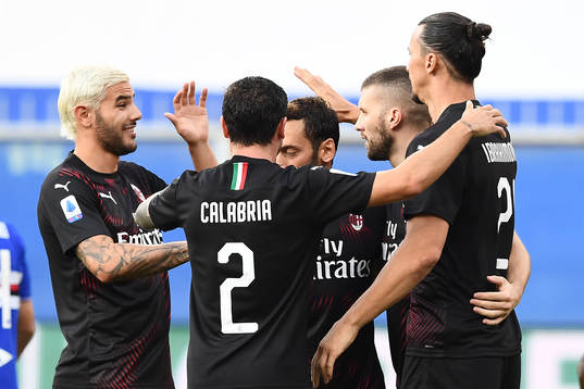 Zlatan Ibrahimovic of AC Milan celebrates