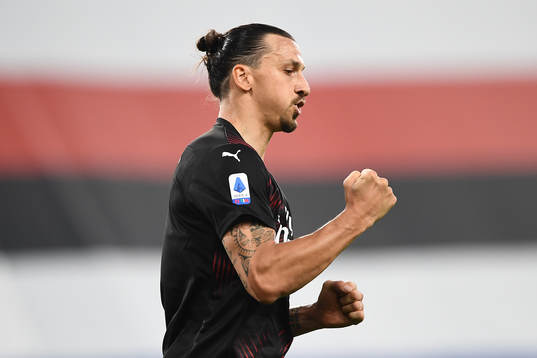 Zlatan Ibrahimovic of AC Milan celebrates