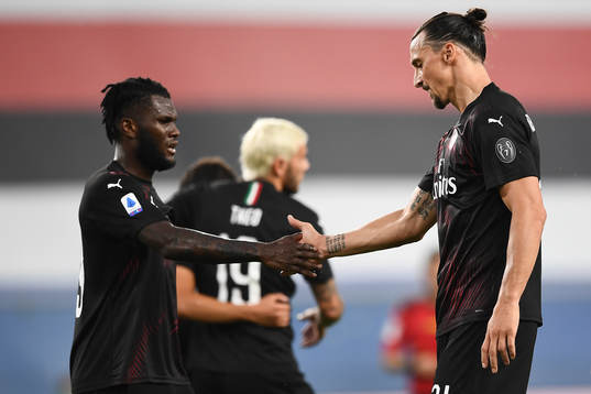 Zlatan Ibrahimovic of AC Milan celebrates