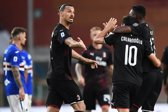 Zlatan Ibrahimovic of AC Milan celebrates
