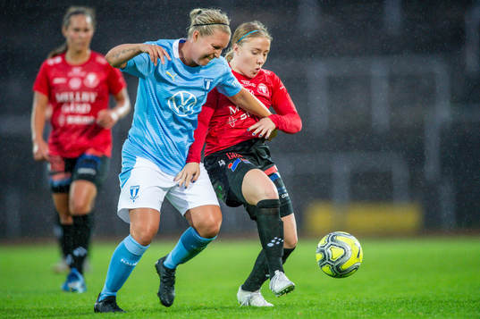 Malmö FFs Ida Hansson mot Trelleborgs Rebecka Söholt