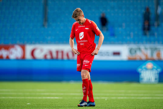 Jon-Helge Tveita of Brann looks dejected