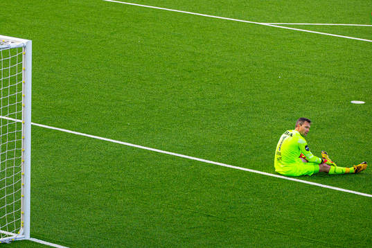 Goalkeeper Håkon Opdal of Brann looks dejected