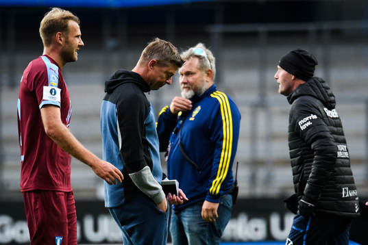 Malmö FFs Ola Toivonen och tränare Jon Dahl Tomasson