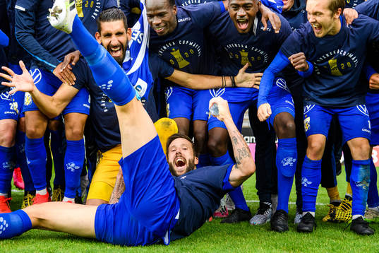 IFK Göteborgs med Mattias Bjärsmyr i förgrunden jublar