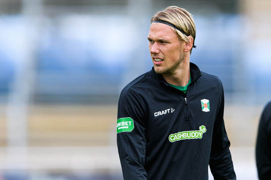 Varbergs Hampus Zachrisson före fotbollsmatchen i