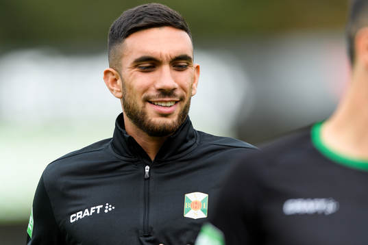 Varbergs Daniel Krezic före fotbollsmatchen i Allsvenskan