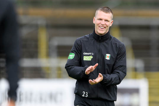 Varbergs Anton Liljenbäck före fotbollsmatchen i