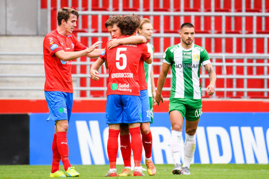 Helsingborgs Adam Eriksson, Brandur Hendriksson och Max