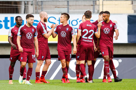 Malmö FFs Jo Inge Berget jublar med Jonas Knudsen
