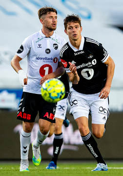 Vebjørn Hoff of Odd and Torgeir Børven of Rosenborg