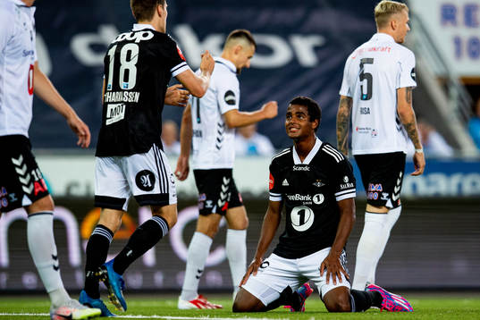 Emil Ceide of Rosenborg reacts
