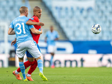 Malmö FFs Franz Brorsson mot Helsingborgs Anthony van