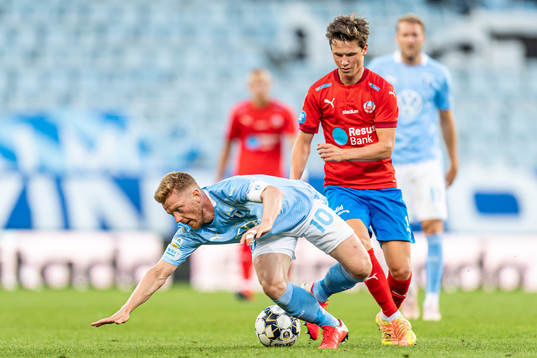 Helsingborgs Max Svensson mot Malmö FFs Anders Christiansen