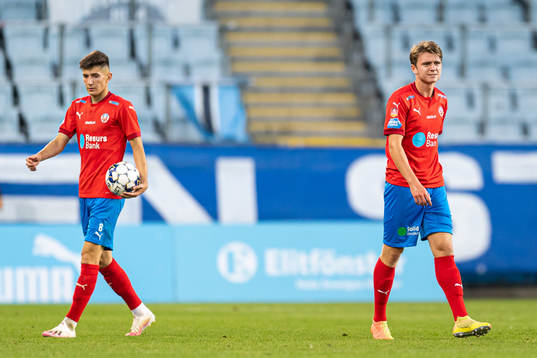 Helsingborgs Armin Gigovic och Ludvig Carlius deppar
