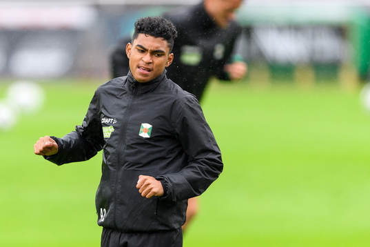 Varbergs Keanin Ayer Boya före fotbollsmatchen i