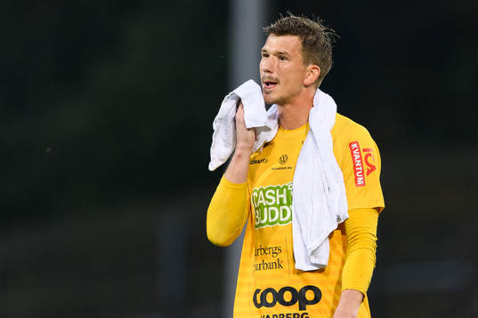 Varbergs målvakt August Strömberg deppar fotbollsmatchen