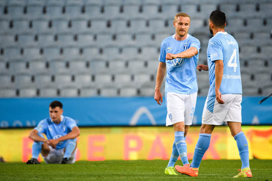 Malmö FFs Franz Brorsson och Behrang Safari jublar